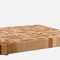 Labell - 15.75" x 19.625" x 1.5" Maple End Grain Butcher Block with Groove Recessed Handles and Rubber Feet - L16206