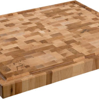 Labell - 15.75" x 19.625" x 1.5" Maple End Grain Butcher Block with Groove Recessed Handles and Rubber Feet - L16206