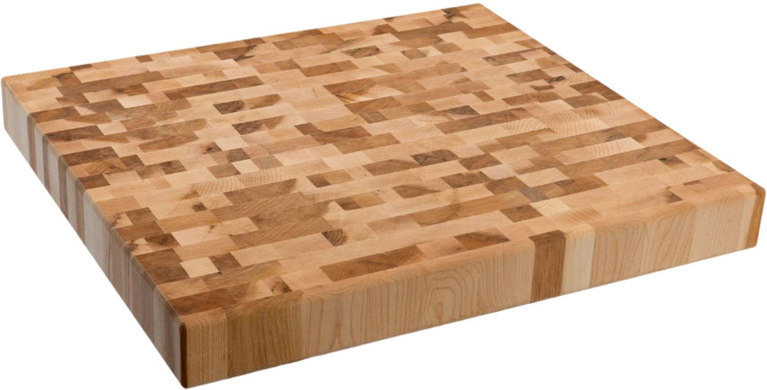 Labell - 16" x 18" x 2" Maple End Grain Butcher Block with Wooden Feet - L16182