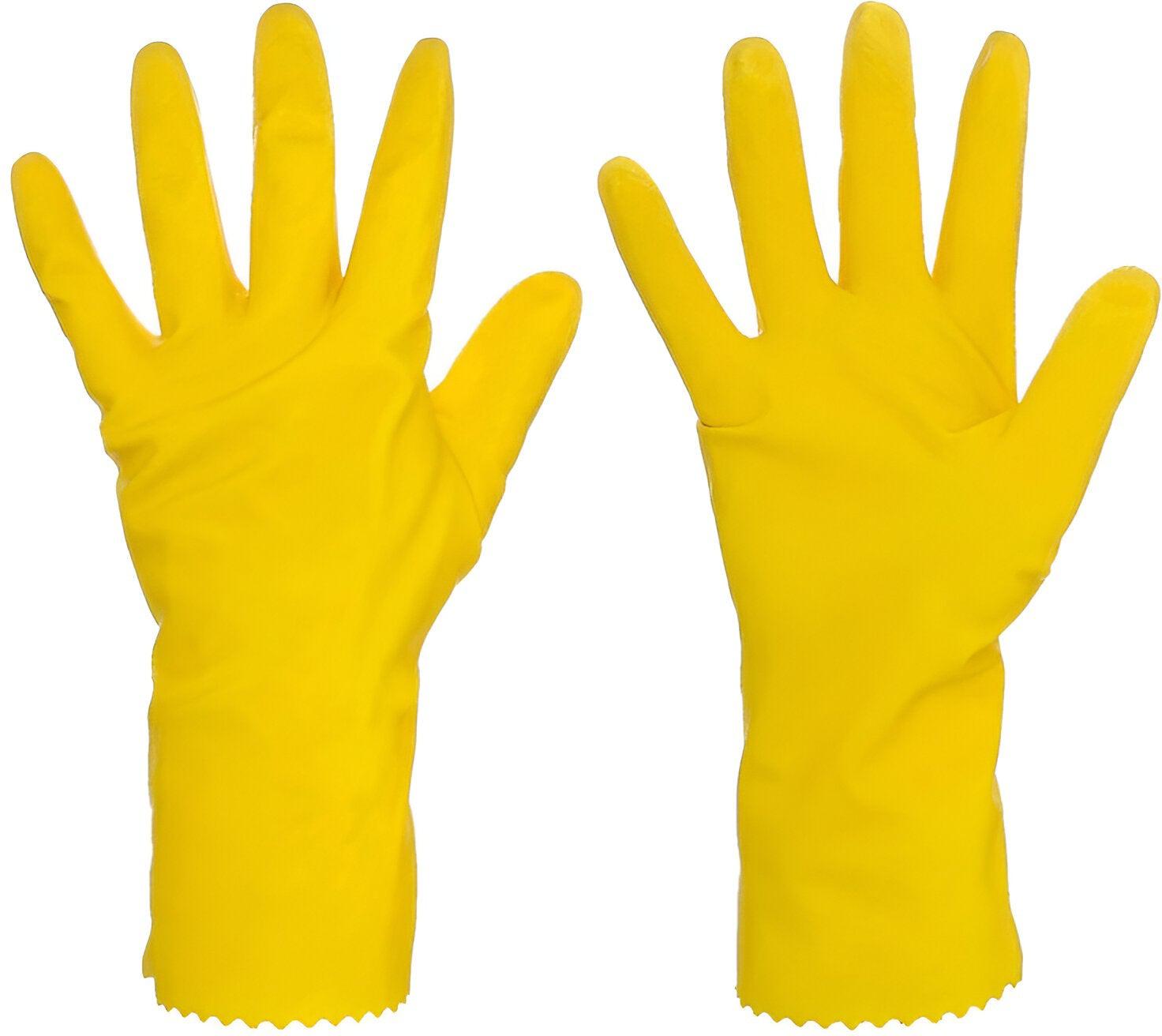 Latoplast - 12" Large Yellow Rubber Latex Flock Lined Gloves, 1 Pair - TSZGRFYLG1C
