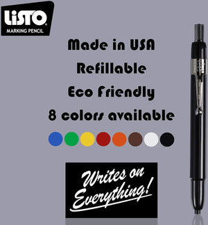 Listo - Black Marking Pencil Refills Writes on Any Surface, 72/Bx - 162BBK