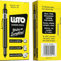Listo - Black Marking Pencil Writes on Any Surface, 12/Bx - 1620BBK