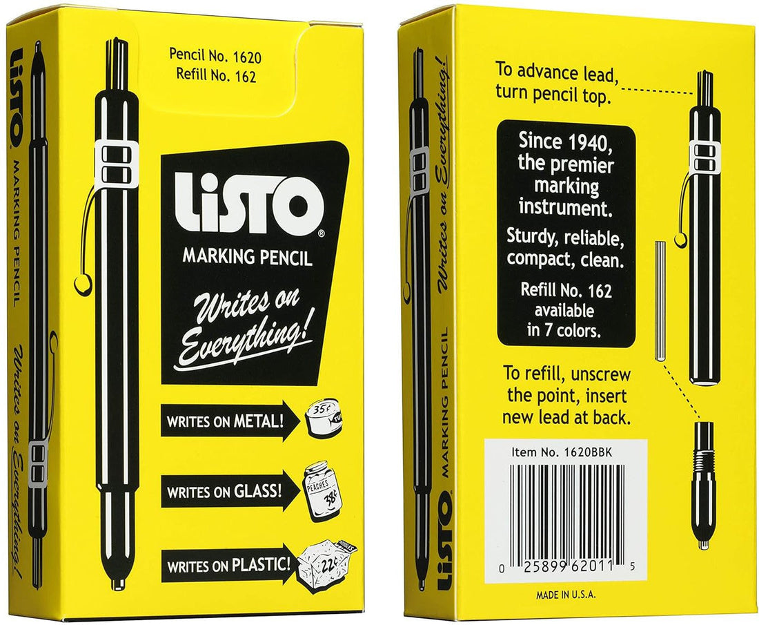 Listo - White Marking Pencil Writes on Any Surface, 12/Box - 1620BWENC