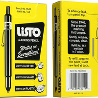 Listo - White Marking Pencil Writes on Any Surface, 12/Box - 1620BWENC