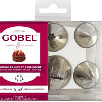 Louis Tellier - 11.81" Stainless Steel Crystal Icing Tips Assorted & Nylon Piping Bag, Box of 6 Pc - 889251