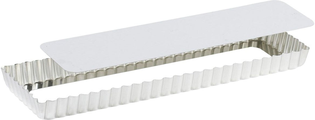 Louis Tellier - 13.77" Tin Plateoblong Fluted Tart Mould With Removable Bottom - 125410