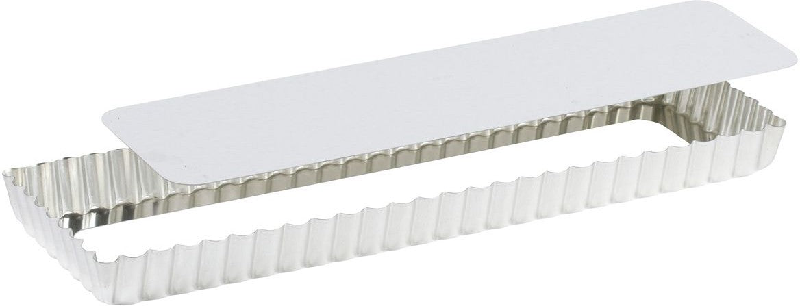 Louis Tellier - 13.77" Tin Plateoblong Fluted Tart Mould With Removable Bottom - 125410