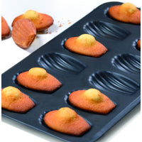 Louis Tellier - 15.55" Non-Stick Obsidian 12 Compartment Small Madeleines Baking Sheet - 464710
