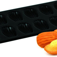 Louis Tellier - 15.55" Non-Stick Obsidian 12 Compartment Small Madeleines Baking Sheet - 464710