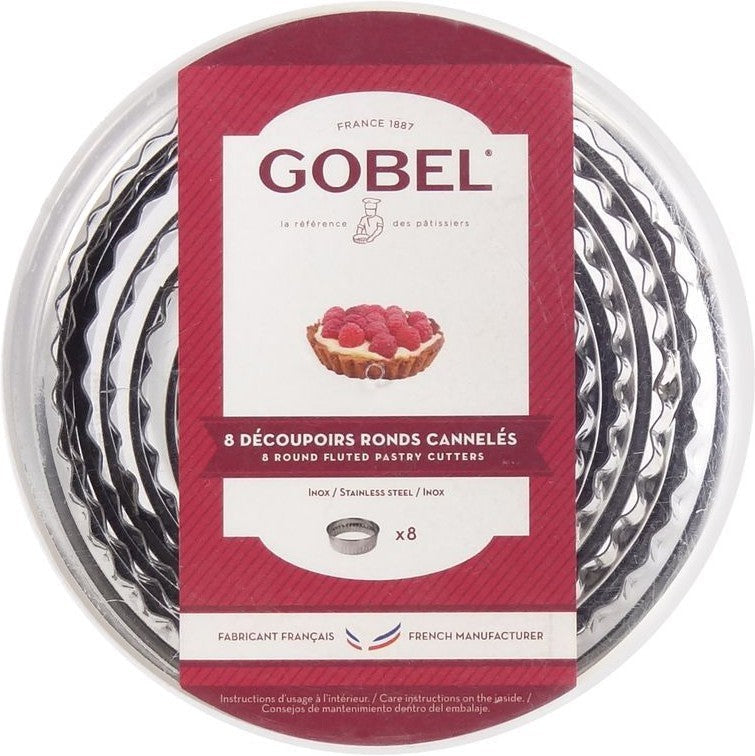 Louis Tellier - 1.18" Stainless Steel Round Fluted Cutter with Rolled Edge, Pack of 8 Pcs - 880001