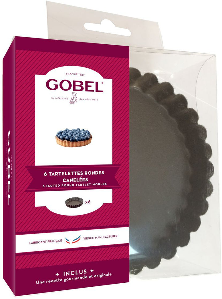 Louis Tellier - 4.72" Non-Stick Round Fluted Tartlet Mould, Pack of 6 - 282550