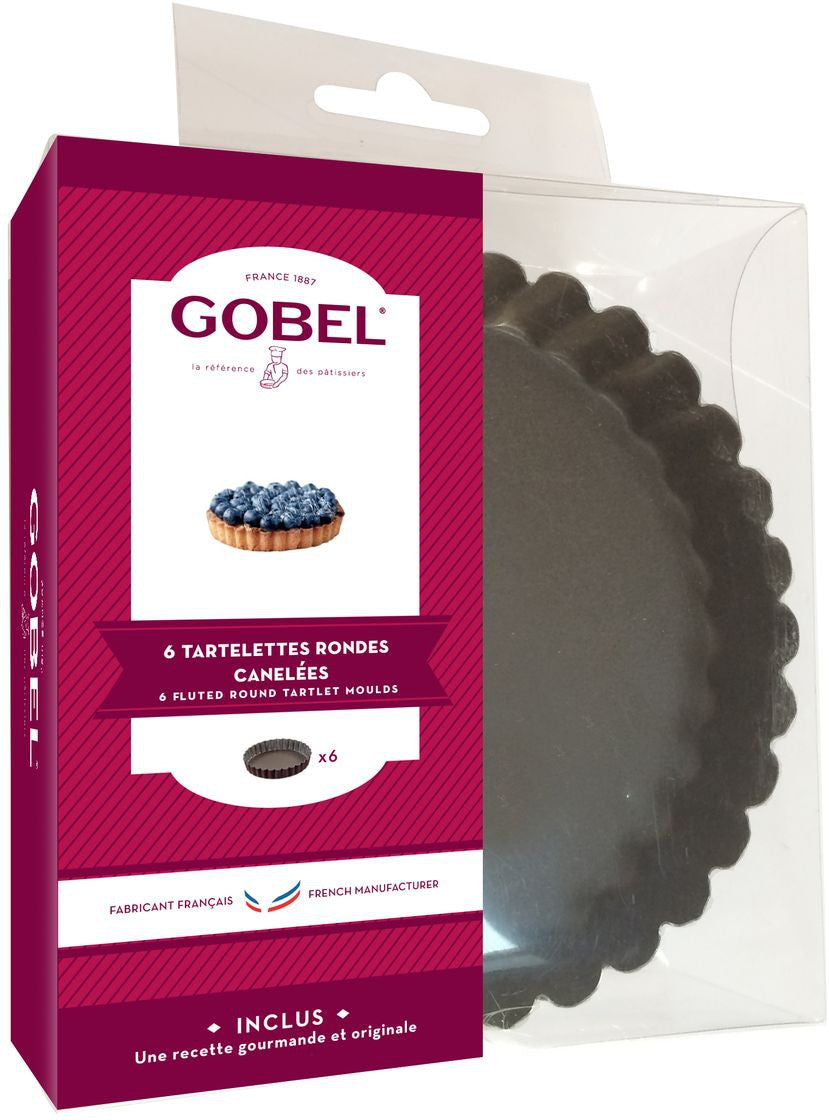 Louis Tellier - 4.72" Non-Stick Round Fluted Tartlet Mould, Pack of 6 - 282550