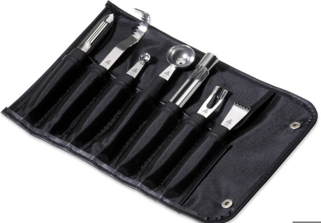 Louis Tellier - Black 7-Piece Roll Bag For Kitchen Tool - 90 255 07 05