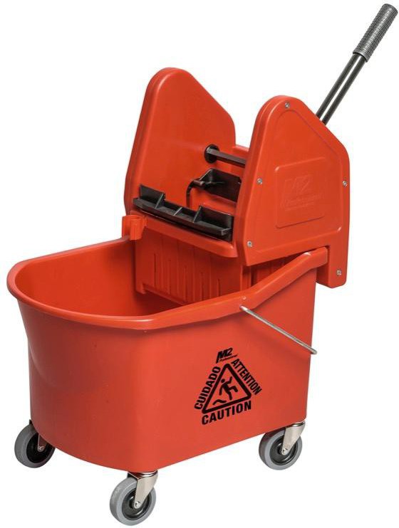 M2 Professional - 32 Qt Red Grizzly Down Press Mop Wringer And Mop Bucket Combo - BW-D33100-RD