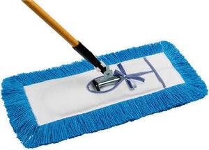 M2 Professional - 5" x 24" Static-H Tie-On Blue All-In-One Dust Mop Combo with Frame & Handle - DM-ALO524