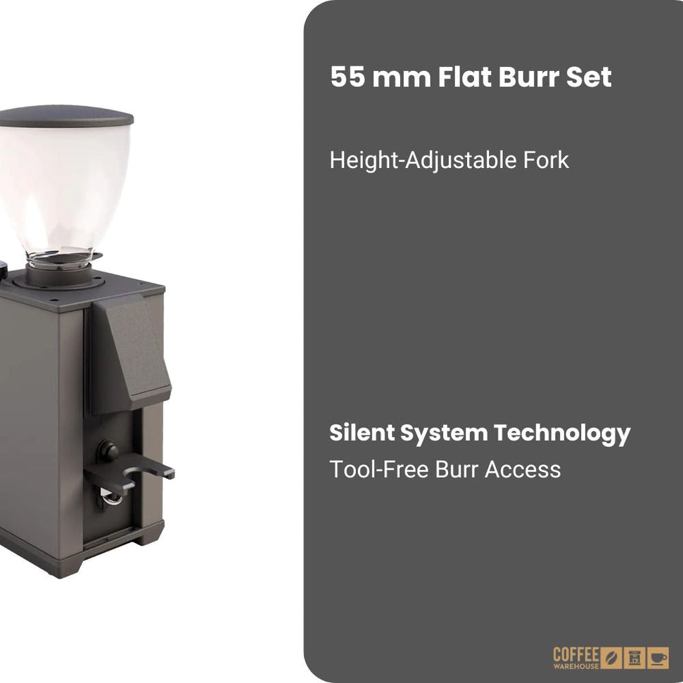 Macap - Leo 55 Easy Wrinkled Black Push-Button On-Demand Espresso Grinder with 55 mm Flat Burrs - ALEEA171US