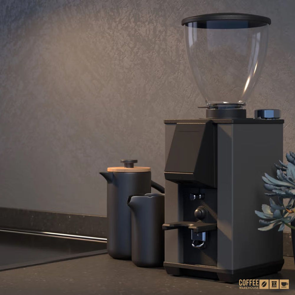 Macap - Leo 55 Easy Wrinkled Black Push-Button On-Demand Espresso Grinder with 55 mm Flat Burrs - ALEEA171US