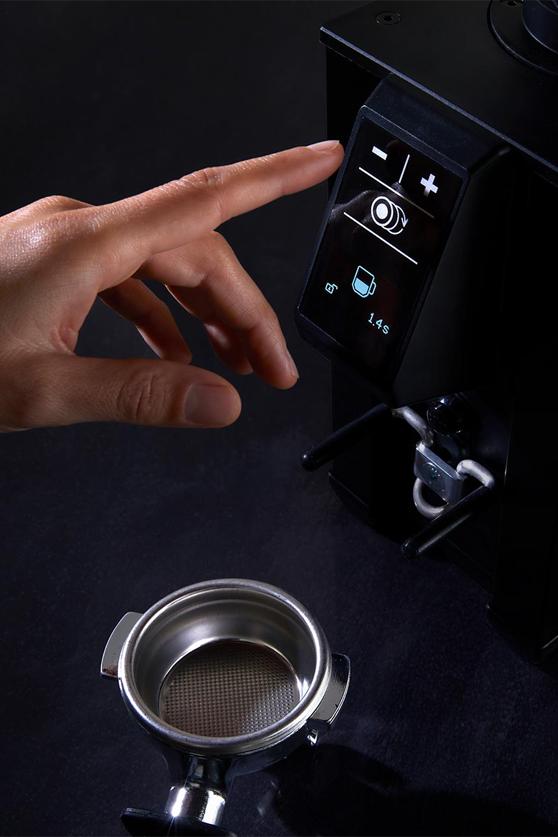 Macap - Leo 55 Satin Black Push-Button On-Demand Espresso Grinder with 55 mm Flat Burrs - ALE55120US
