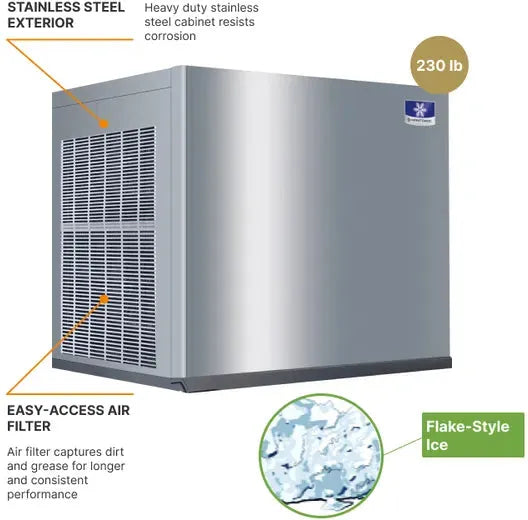Manitowoc - Flake and Nugget Modular 240V 22" Water Cooled Flake Ice Machine With 682 lbs Production Per 24 Hours - RFK0620WZ-251