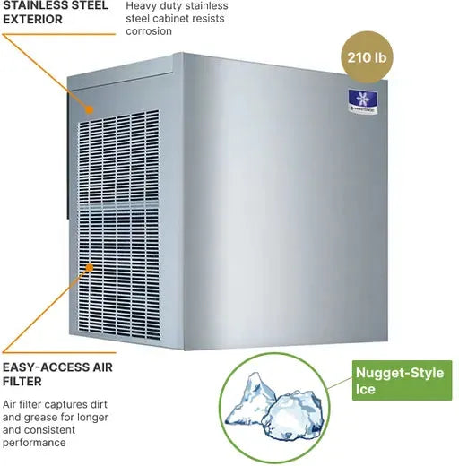 Manitowoc - Flake and Nugget Modular 240V 22" Water Cooled Nugget Ice Maker With 575 lbs Production Per 24 Hours - RNK0620WZ-251