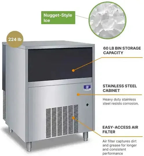 Manitowoc - Undercounter 240V 29.06" Air Cooled Nugget Ice Maker With 325 lbs Production Per 24 Hours - UNK0300AZ-251