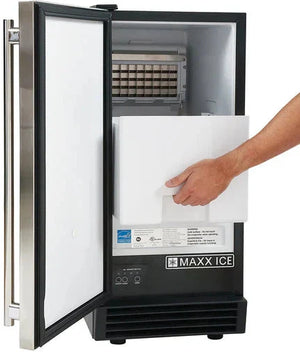 Maxx Cold - 50 lb Black Stainless Steel Premium Indoor Self-Contained Ice Machine - MIM50P
