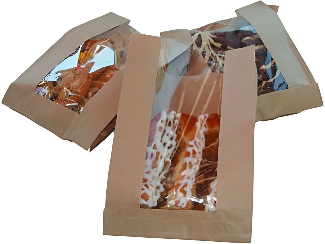 McNairn - 4" x 2" x 24" Brown Paper Bags with Window, 1000/Cs - 320864 (Special Order Item)