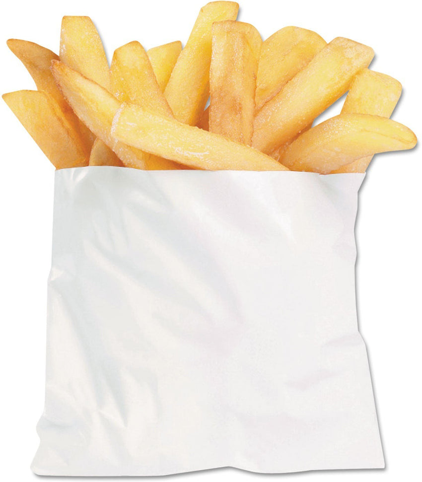 McNairn - 5" X 1.5" X 4.5" White Plain French Fry Bag, 2000/Cs - 320485
