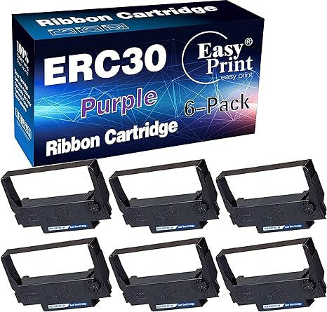 Mcdermid Paper Converters - Epson ERC 30/34 Purple-Violet Ribbon Cartridge, 6/Bx - ERC30/34/38P-6