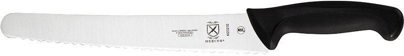 Mercer - 10" Japanese Steel Wavy Edge Wide Bread Knife with Black Handle - M23210