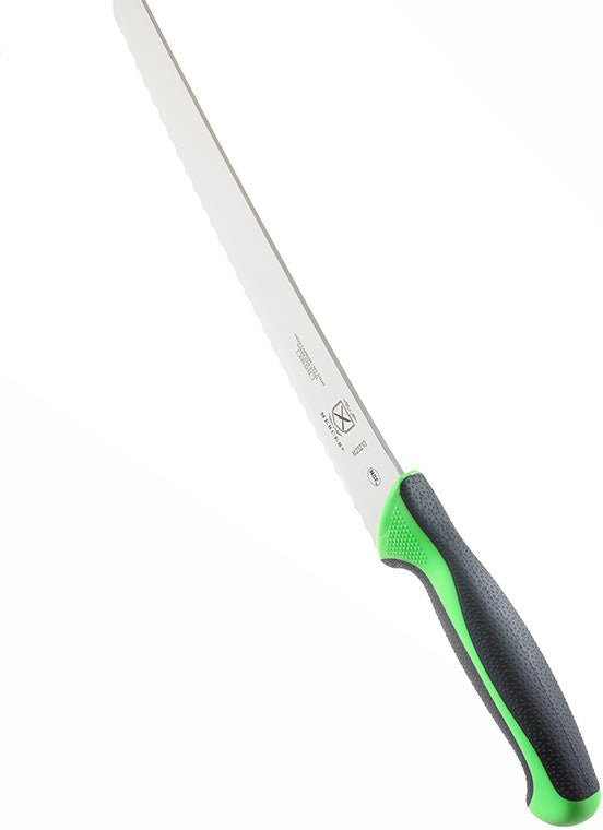 Mercer - 10" Japanese Steel Wavy Edge Wide Bread Knife with Green Handle - M23210GR