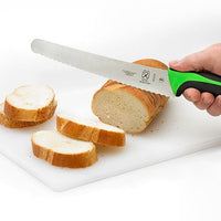 Mercer - 10" Japanese Steel Wavy Edge Wide Bread Knife with Green Handle - M23210GR