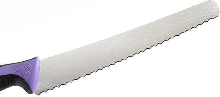 Mercer - 10" Japanese Steel Wavy Edge Wide Bread Knife with Purple Handle - M23210PU
