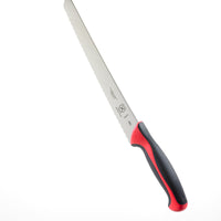 Mercer - 10" Japanese Steel Wavy Edge Wide Bread Knife with Red Handle - M23210RD