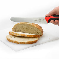 Mercer - 10" Japanese Steel Wavy Edge Wide Bread Knife with White Handle - M23210WBH