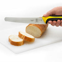 Mercer - 10" Japanese Steel Wavy Edge Wide Bread Knife with Yellow Handle - M23210YL