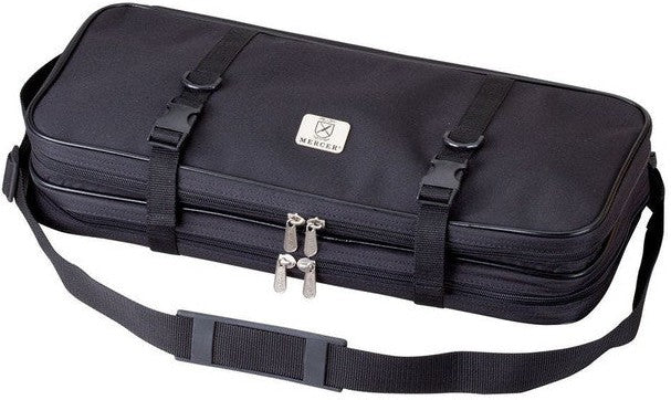 Mercer - 21" x 10" x 2.5" Black Polyester Double Zip Knife Case with 17 Pockets - M30517M