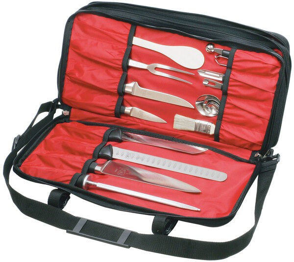 Mercer - 21" x 10" x 4" Polyester Black Triple-Zip Knife Case - M30429M