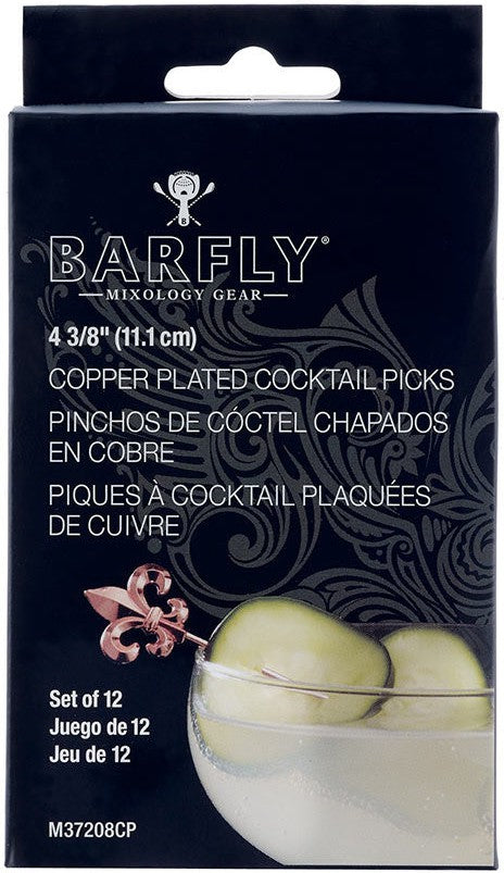 Mercer - 4.3" Copper Plated Fleur De Lis Cocktail Picks, Pack of 12 - M37208CP