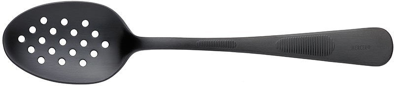 Mercer - 7.8" Black Stainless Steel Plating Spoon with Perforated Bowl - M35161BK