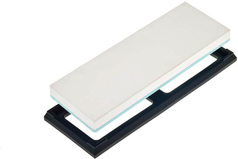 Mercer - 7.8" x 2.75" x 0.75" White/ Black Glass & Corundum Premium Glass Sharpening Stone 3000 Grit - M15947