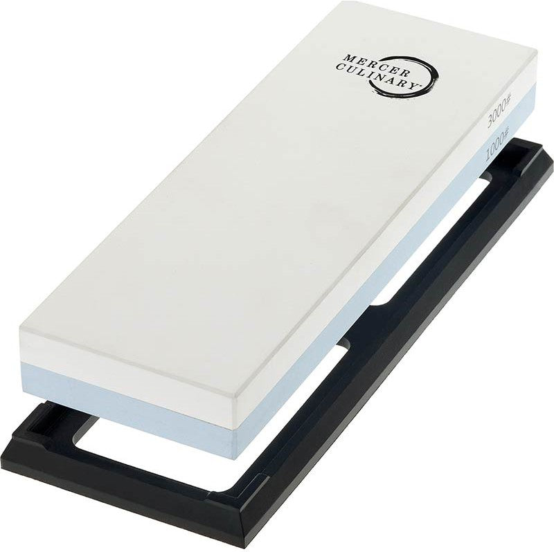 Mercer - 7.8" x 2.75" x 1" Premium-Grade Corundum Cyan/White/Black Premium Sharpening Stone 1000/3000 Grit - M15974