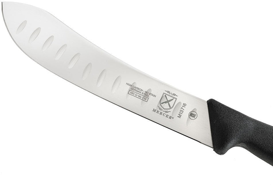 Mercer - 8" German Steel Granton Edge Butcher Knife with Black Handle - M13716