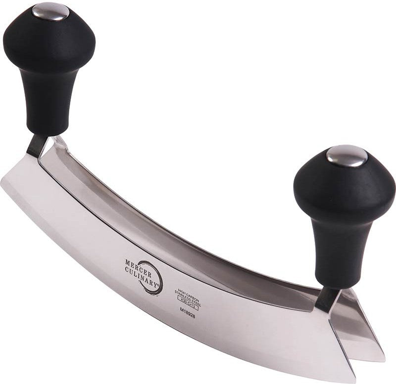 Mercer - 8" Japanese Steel Double Blade Mezzaluna with Black Two Knob Handles - M18928