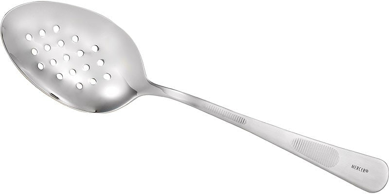 Mercer - 9" Stainless Steel Plating Spoon with Perforated Bowl - M35160