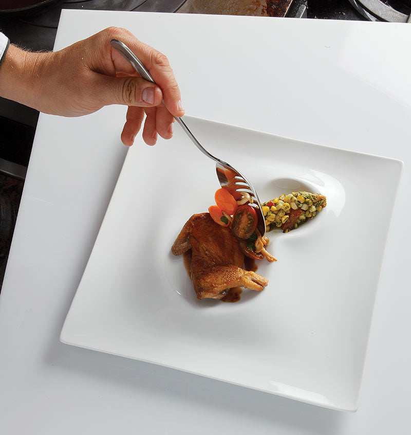 Mercer - 9" Stainless Steel Plating Spoon with Slotted Bowl - M35139