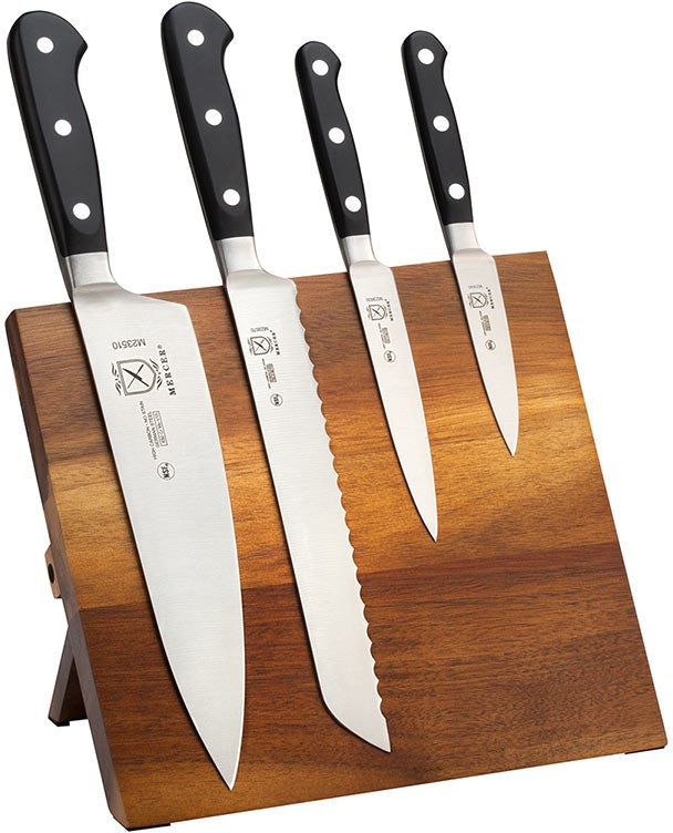 Mercer - 9.5" x 8.6" x 0.75" Acacia Magnetic Board with German Steel Knives, Pack Of 5 - M21970AC