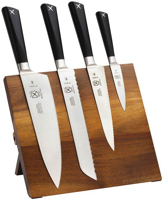 Mercer - 9.5" x 8.6" x 0.75" Acacia Magnetic Board with German Steel Knives, Pack Of 5 - M21990AC