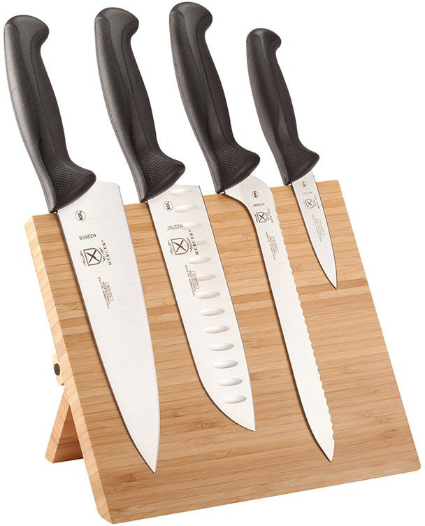 Mercer - 9.5" x 8.6" x 0.75" Bamboo Magnetic Board with Japanese Steel Knives with Black Handle, Pack Of 5 - M21981