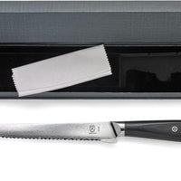 Mercer - Damascus Style 8" Super Steel Bread Knife with Black G10 Handle - M13789